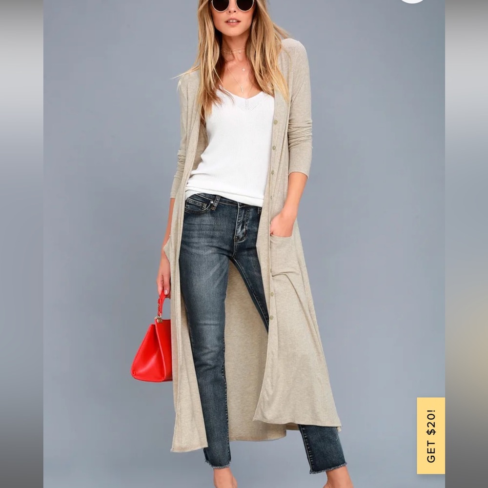 Graceful Ways Light Beige Long Cardigan Sweater